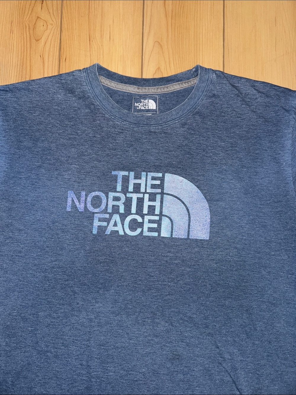 The North Face Men's Heather Navy Short-Sleeve Logo Tee Size Large - Picture 2 of 6